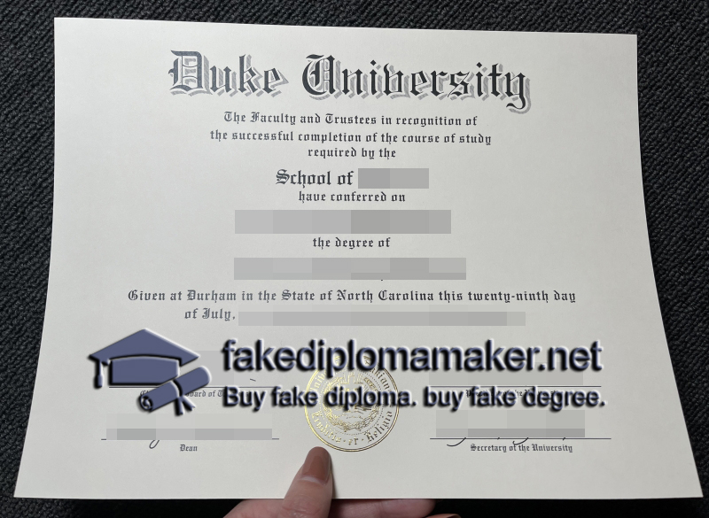 Duke University diploma