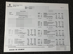 Queen's University transcript copy