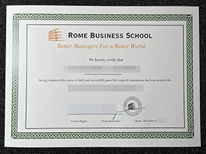 Rome Business School diploma copy