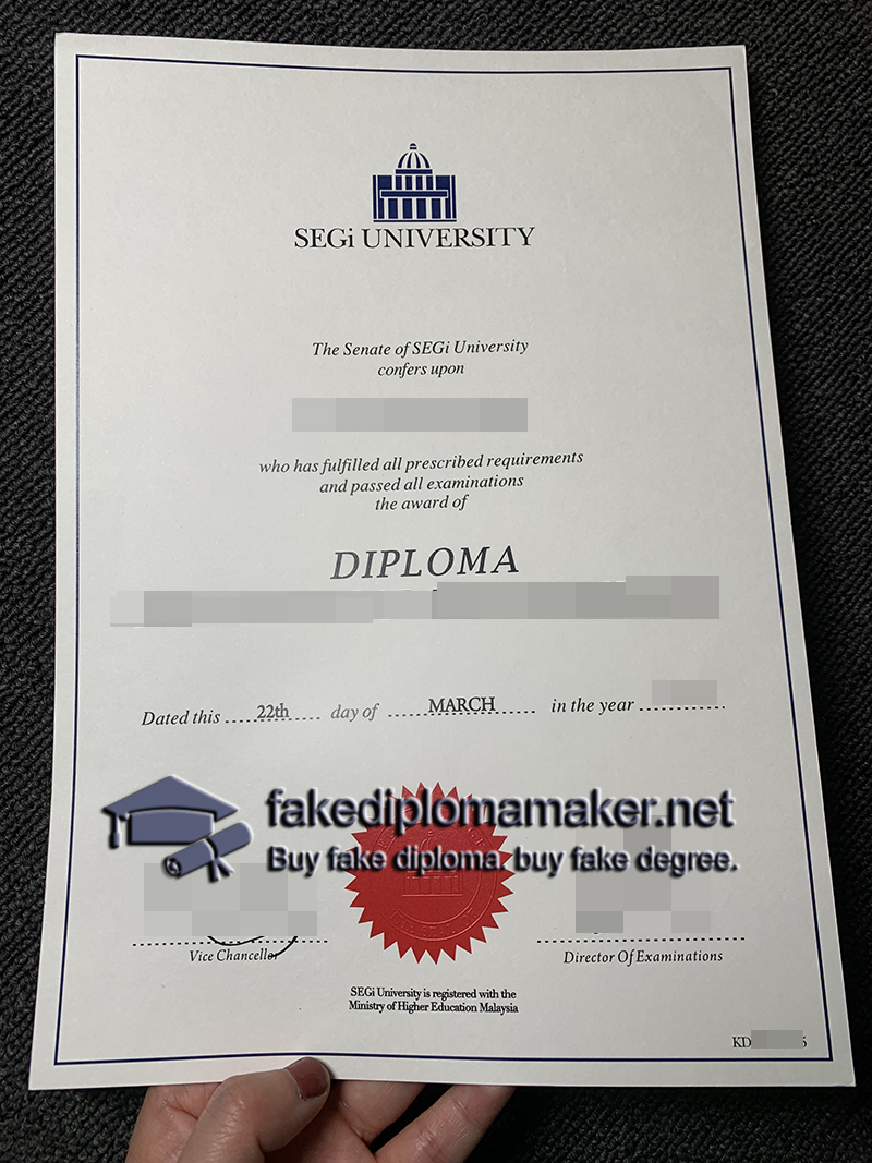 SEGI University diploma