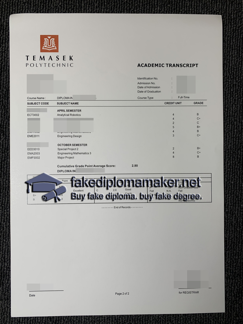 Temasek Polytechnic transcript