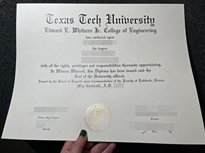 Texas Tech University degree copy