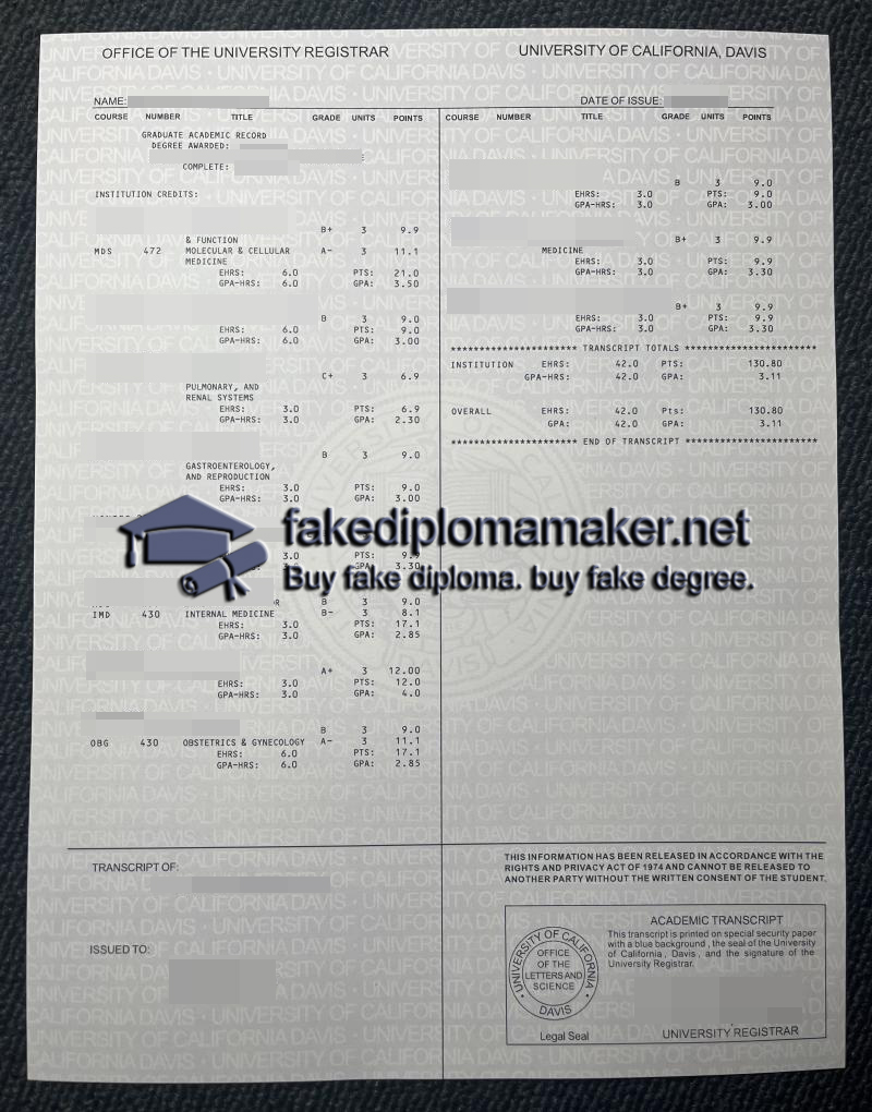 UC Davis transcript