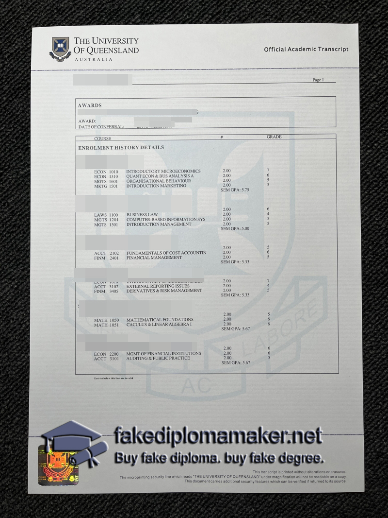 UQ transcript