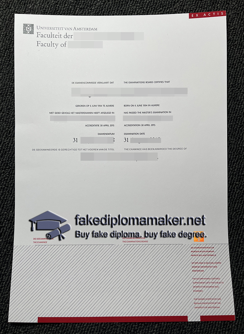 University of Amsterdam diploma