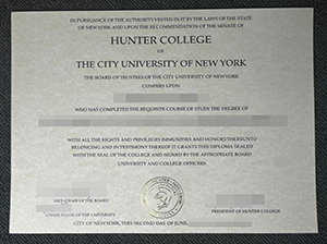 CUNY Hunter College degree copy