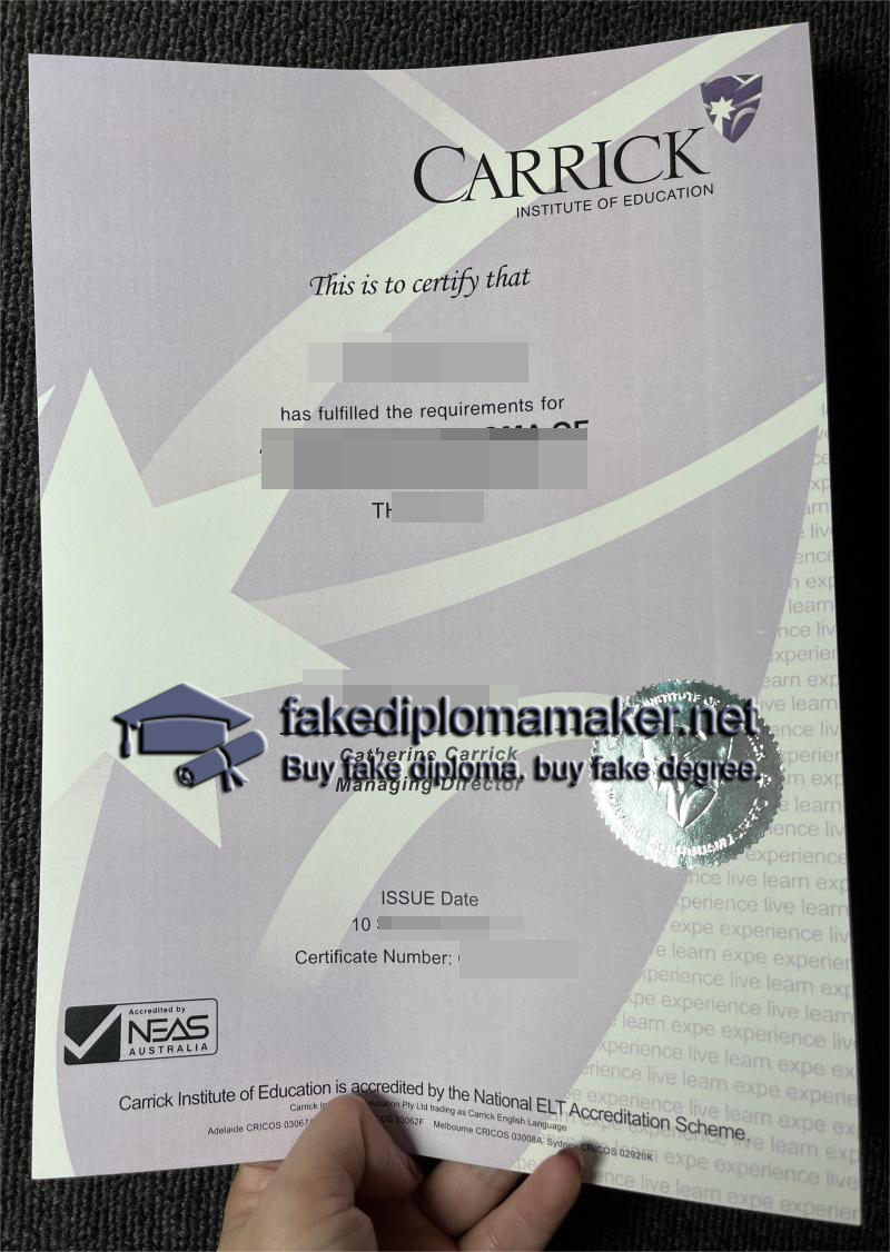 Carrick Institute of Education diploma