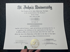 St. John's University degree copy