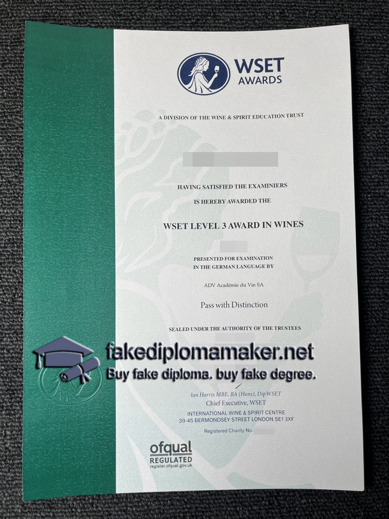 WSET Level 3 certificate