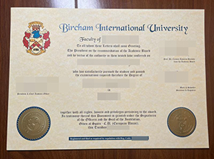 Bircham International University diploma copy