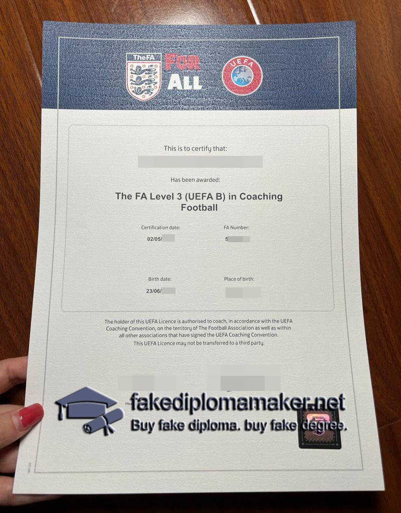 UEFA B Licence Certificate