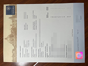 University of Oxford transcript copy