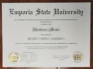 Emporia State University diploma copy