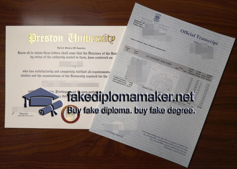 Preston University diploma