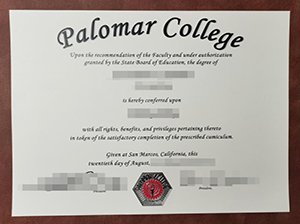 Palomar College diploma copy