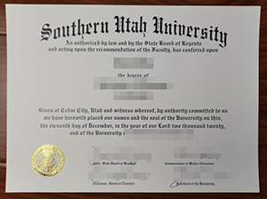 Southern Utah University diploma copy