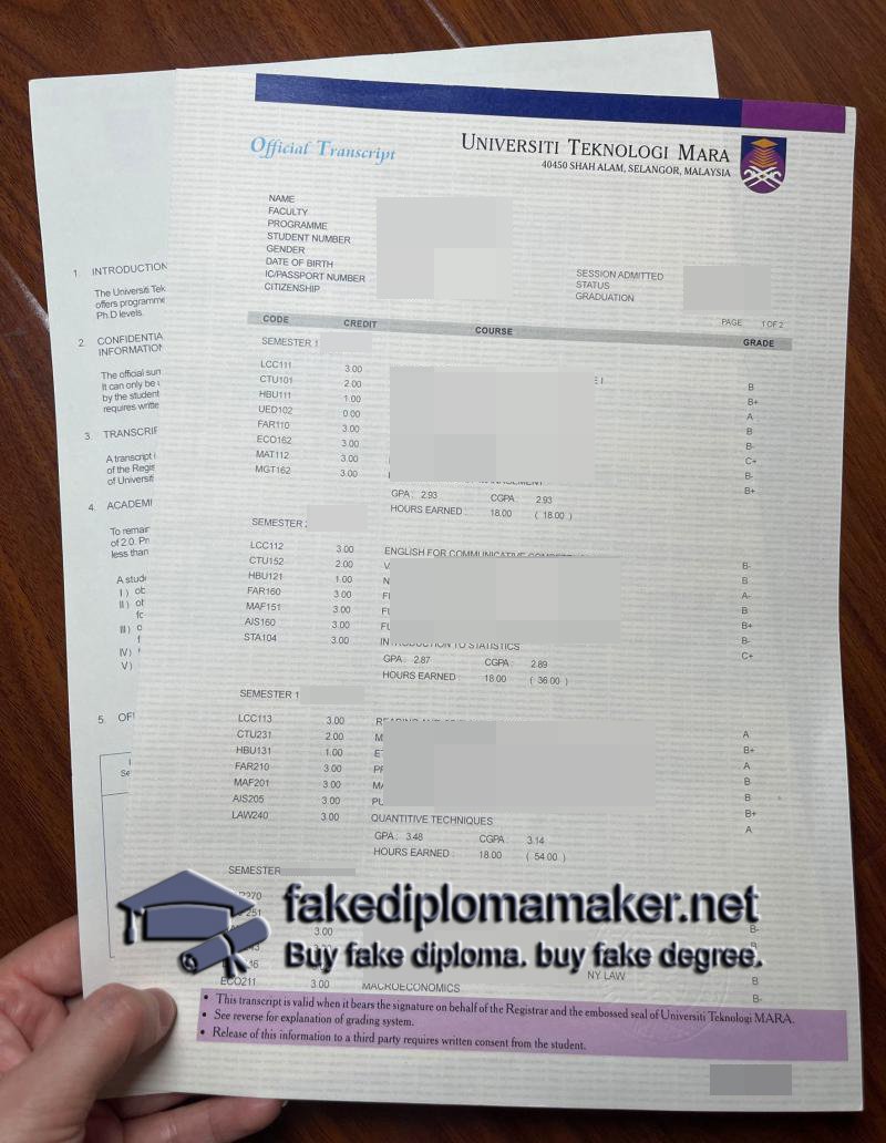 Universiti Teknologi MARA transcript