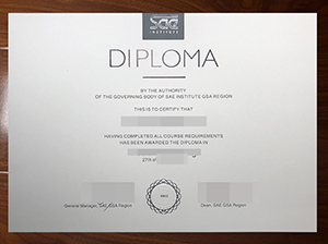 SAE Institute diploma copy