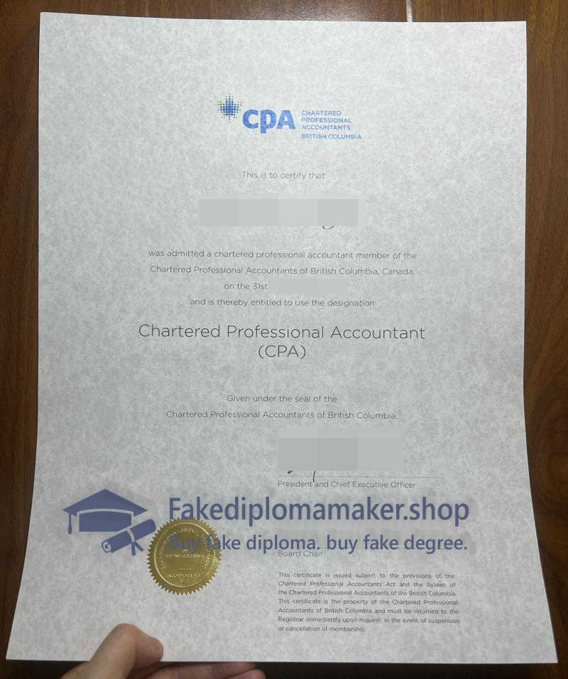 CPA British Columbia Certificate