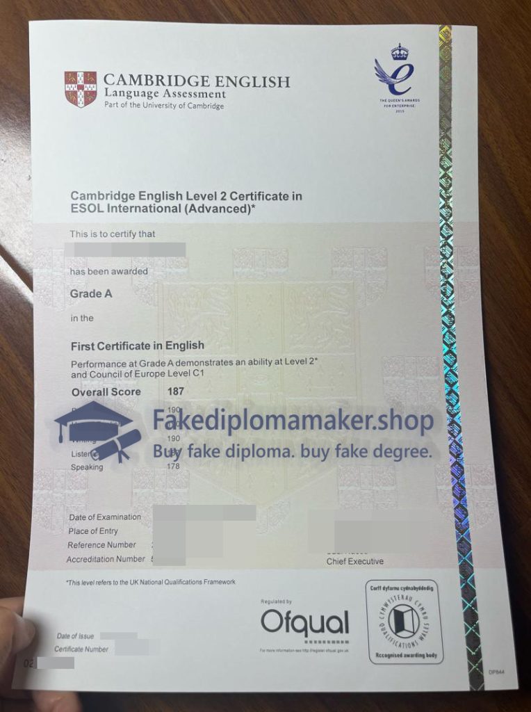 Where to order a fake Cambridge FCE Certificate replacement?