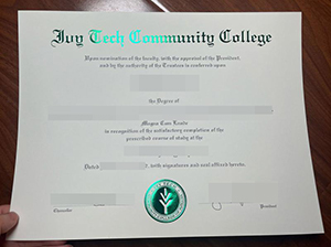 Ivy Tech Community College diploma replica