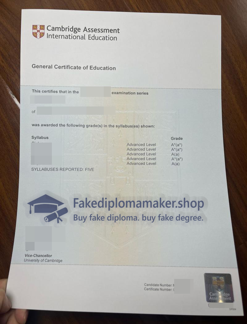 Cambridge GCE A Level Certificate