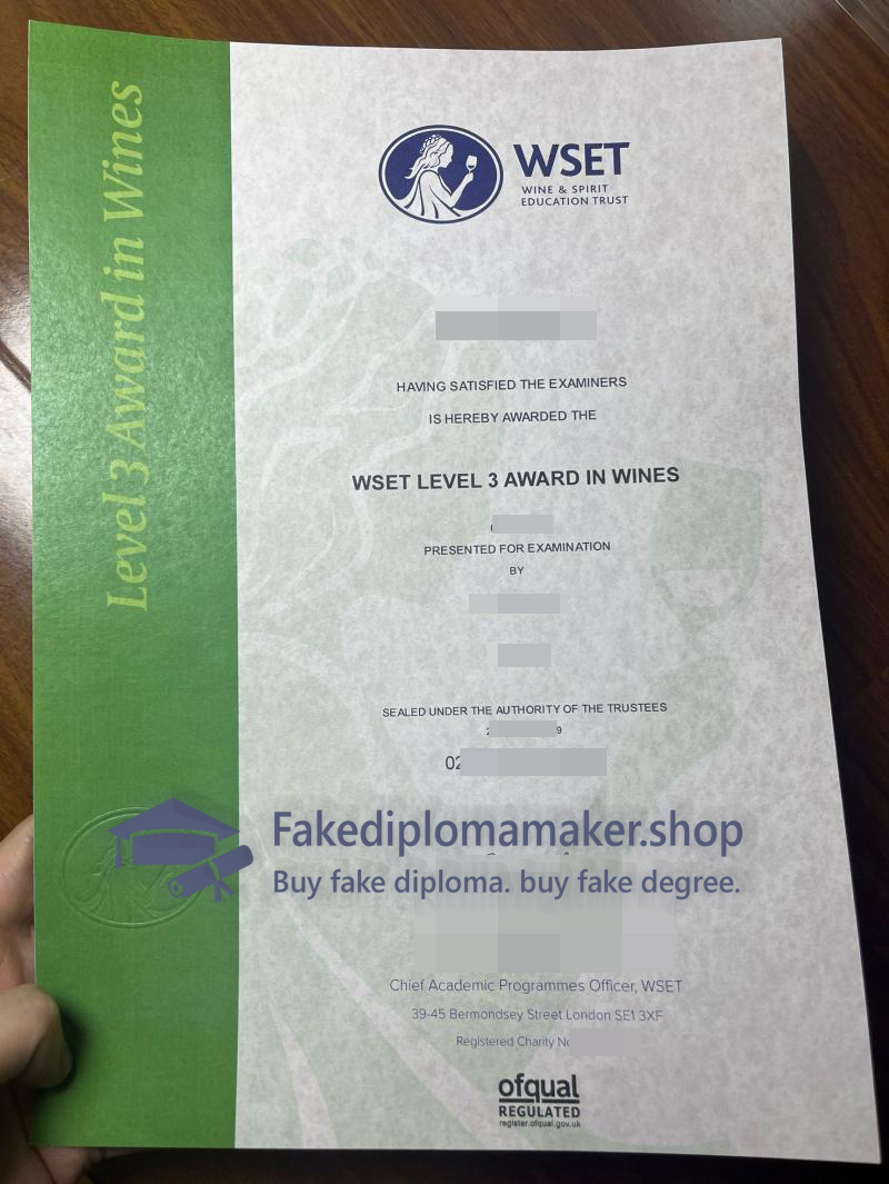 WSET diploma certificate