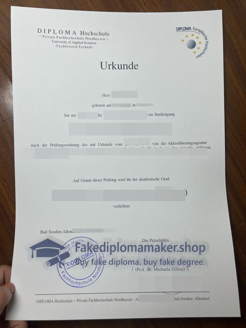 DIPLOMA Fachhochschule Nordhessen Urkunde