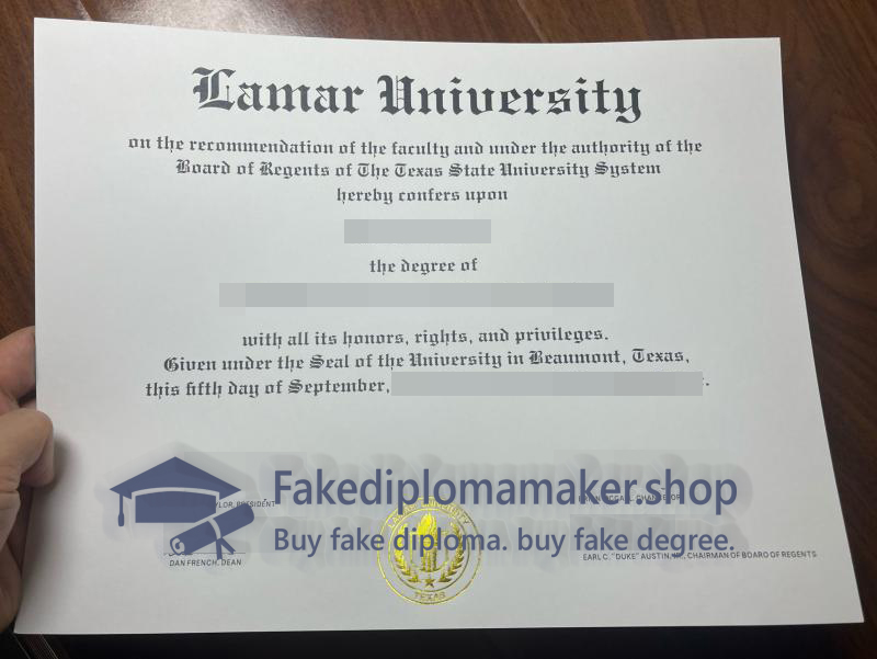 Lamar University diploma