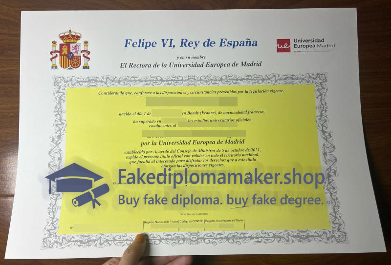 Universidad Europea de Madrid diploma